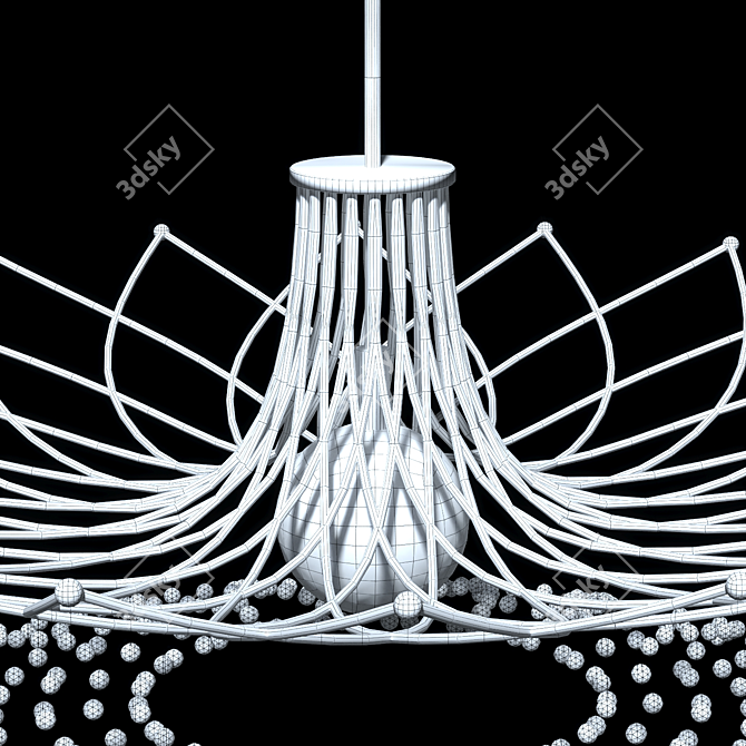 Elegant Crystal Round Metal Chandelier 3D model image 4