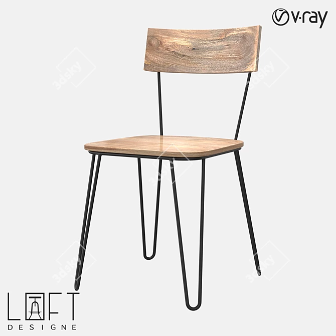 LoftDesigne 188 Wooden Metal Chair 3D model image 1