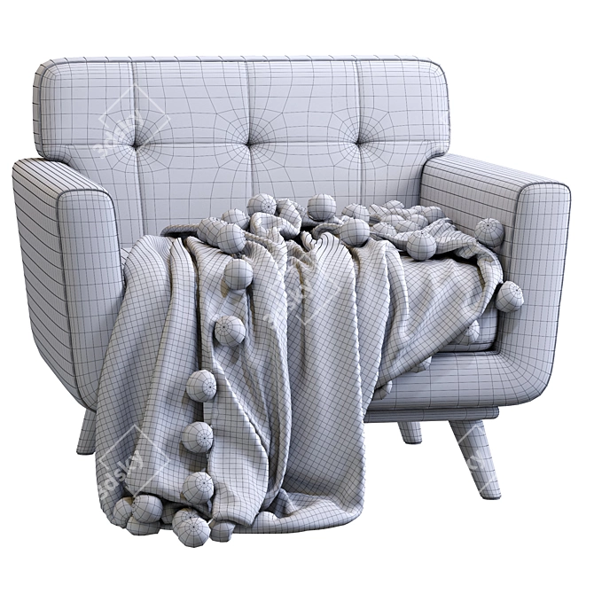 Engage Azure Leather Armchair 3D model image 4