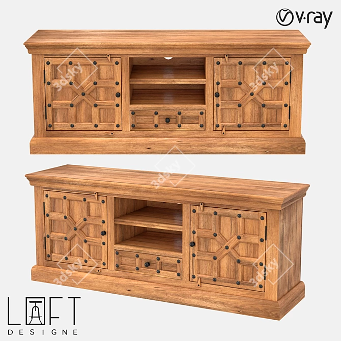 LoftDesigne 486 Wood Chest of Drawers 3D model image 1