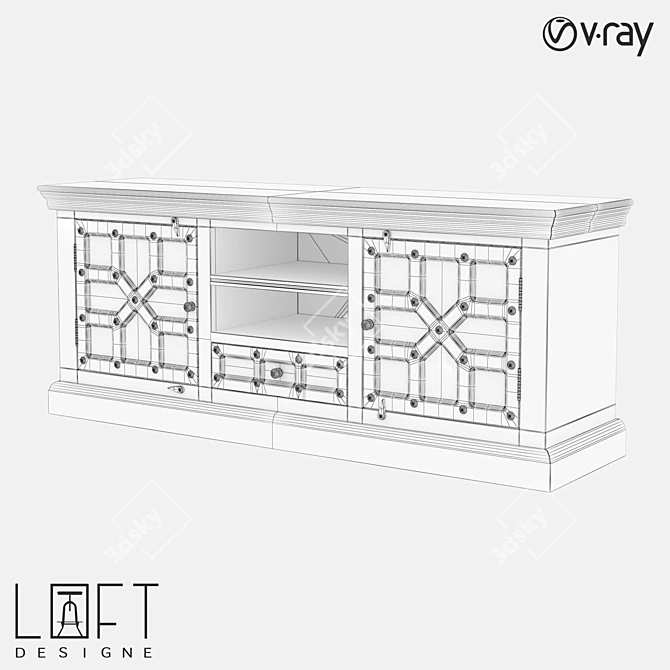 LoftDesigne 486 Wood Chest of Drawers 3D model image 2