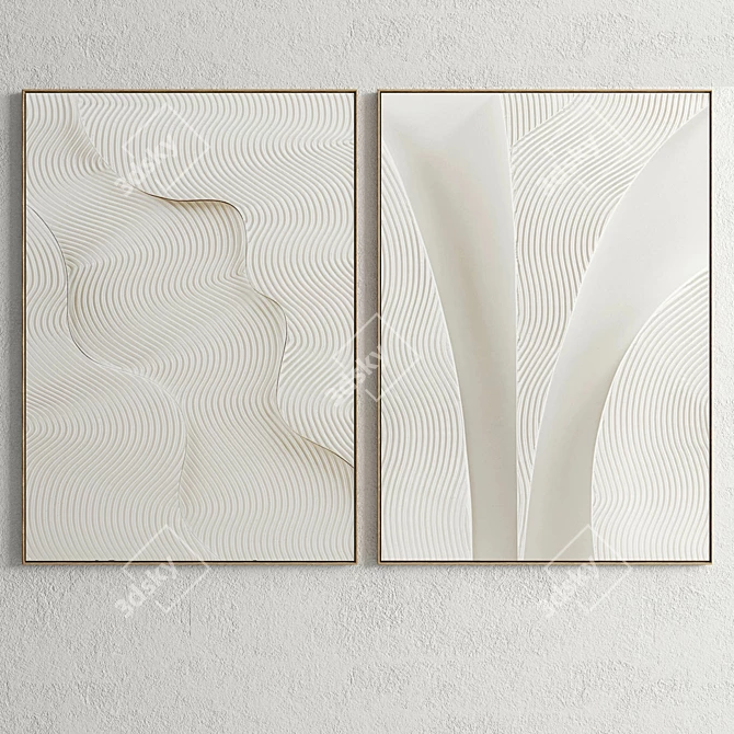 Plaster Duo Frame: Elegant Interior Decor 3D model image 2