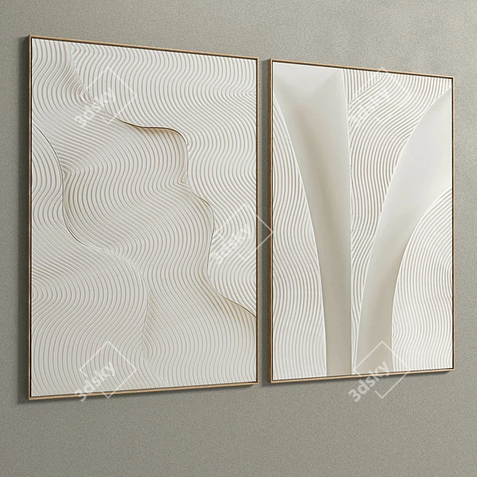 Plaster Duo Frame: Elegant Interior Decor 3D model image 5