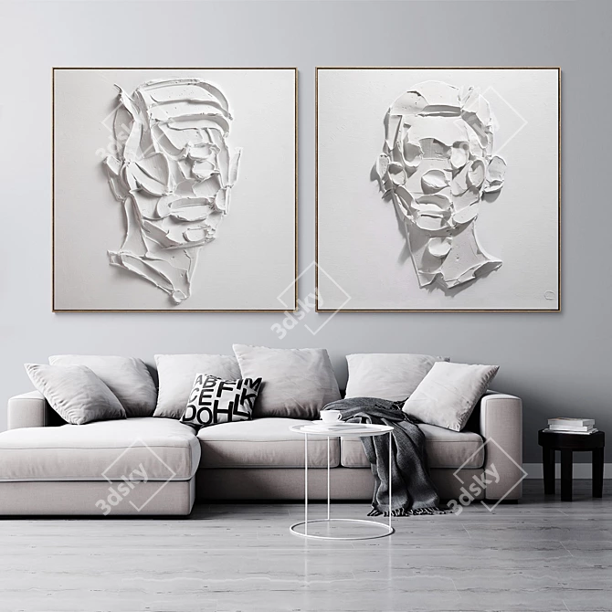 Abstract Plaster Frames: Set of 2 3D model image 3