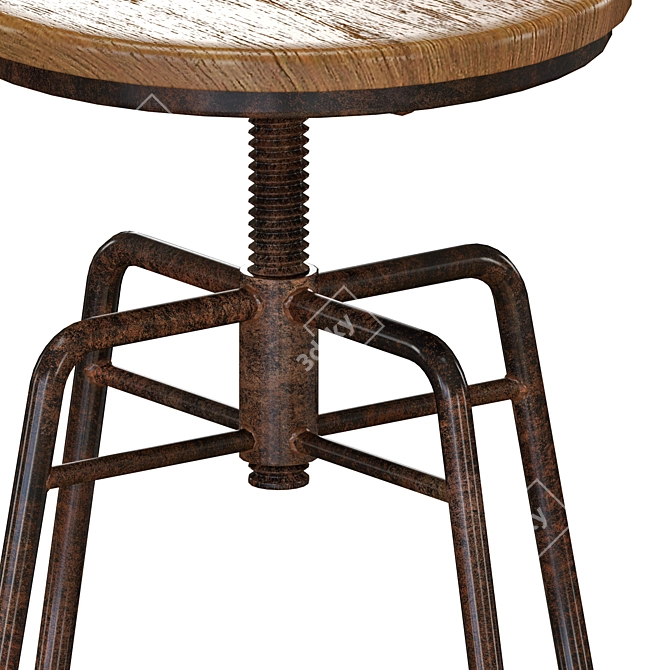 Rustic Rotating Bar Stools 3D model image 4