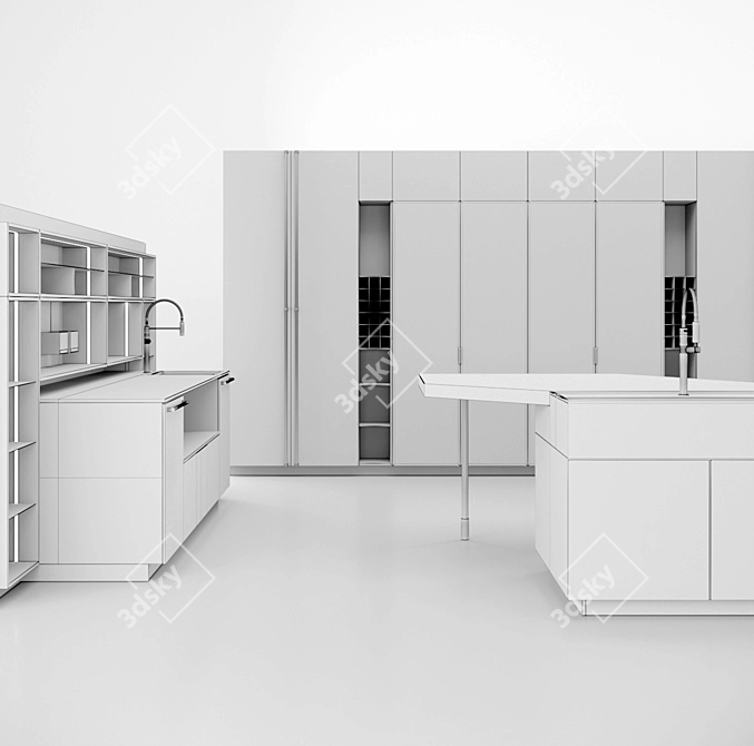 Retro Chic Kitchen Cabinets 3D model image 7