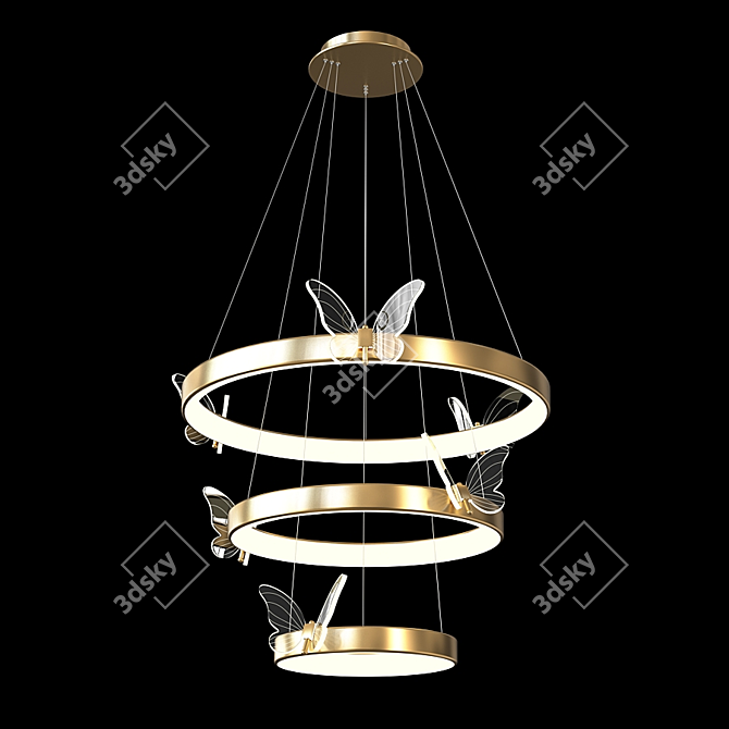 Glowing Butterfly LED Chandeliers 3D model image 1