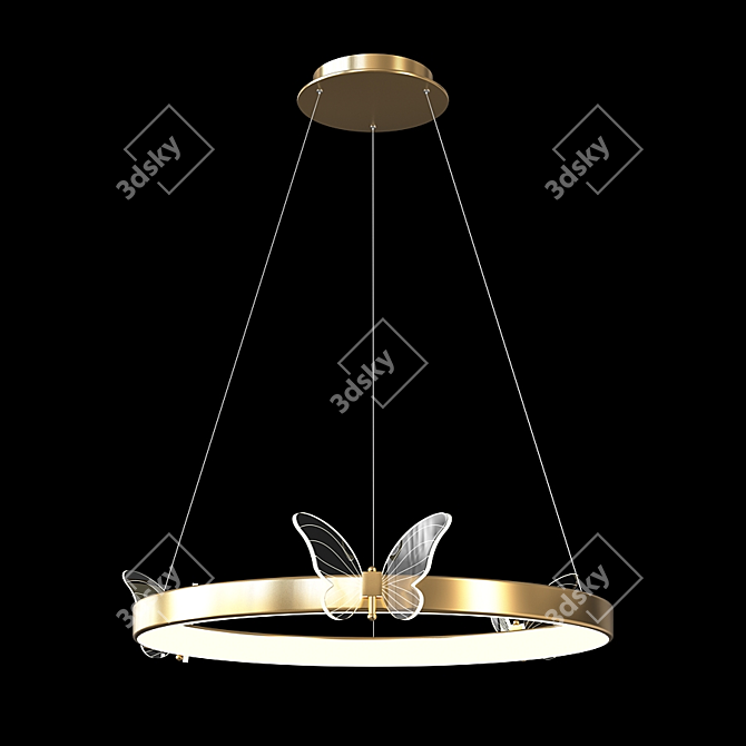 Glowing Butterfly LED Chandeliers 3D model image 3