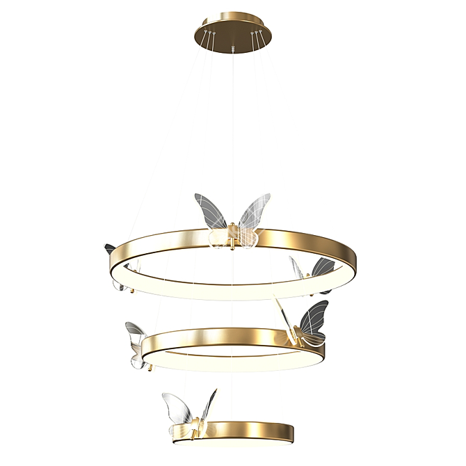 Glowing Butterfly LED Chandeliers 3D model image 5