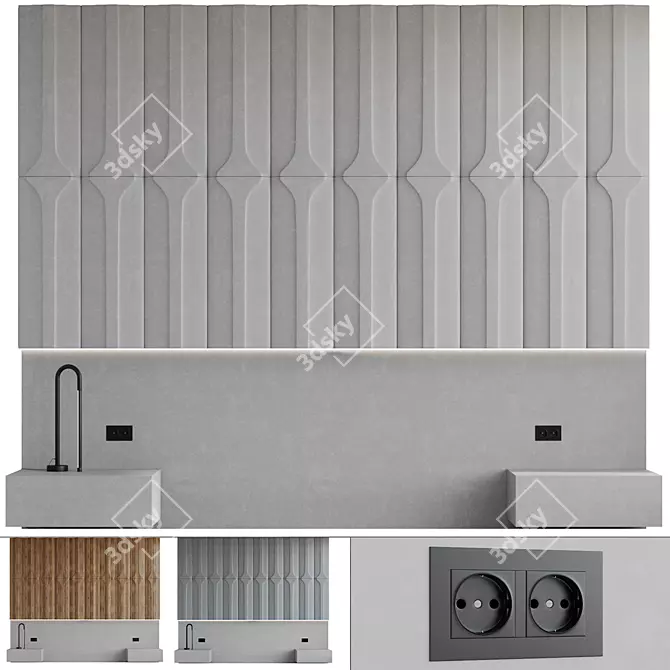 Archival Inspired Decorative Wall Panel 3D model image 1