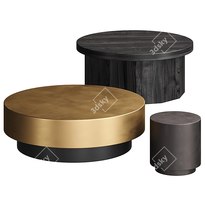 Sleek Round Drum Side Table 3D model image 1