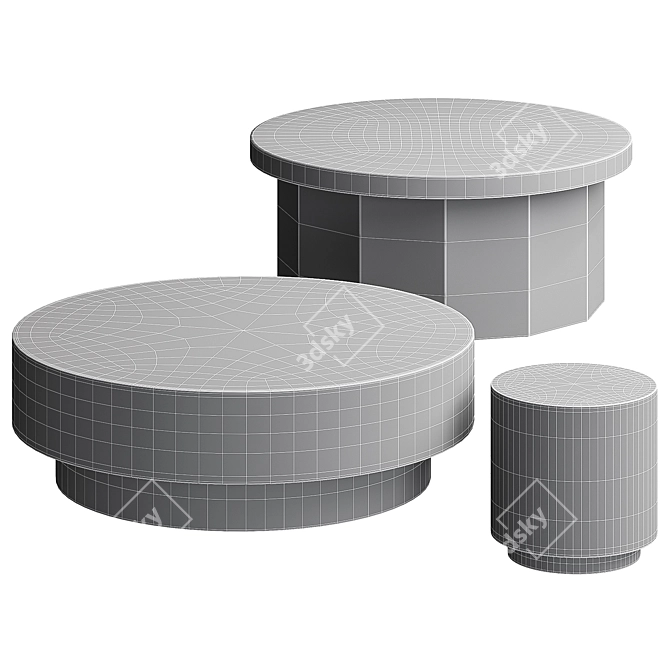 Sleek Round Drum Side Table 3D model image 2