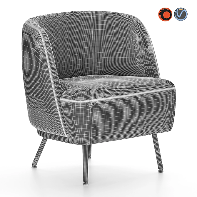 Luxury Tray Lounge Chair: Elegant Comfort by Jess 3D model image 2