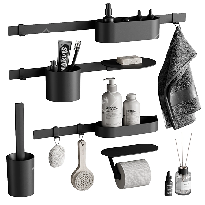 Modern Bathroom Accessories Set 3D model image 1