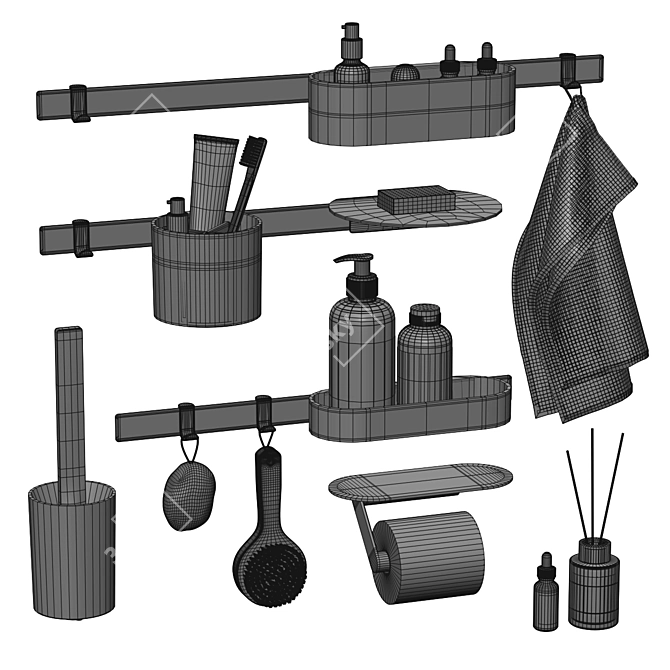 Modern Bathroom Accessories Set 3D model image 7