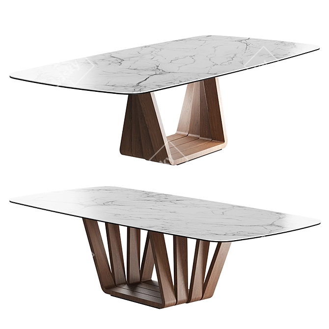 Modern Rectangular Dining Table with Marble Top 3D model image 1