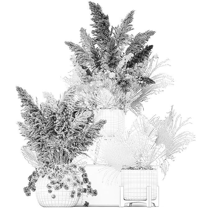 Natural Bouquet 231: Handcrafted Decorative Arrangement 3D model image 7
