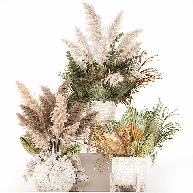 Natural Bouquet 231: Handcrafted Decorative Arrangement 3D model image 8