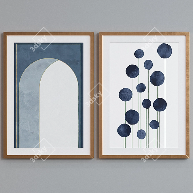 Abstract Arch & Circles Picture Frame Set 3D model image 4