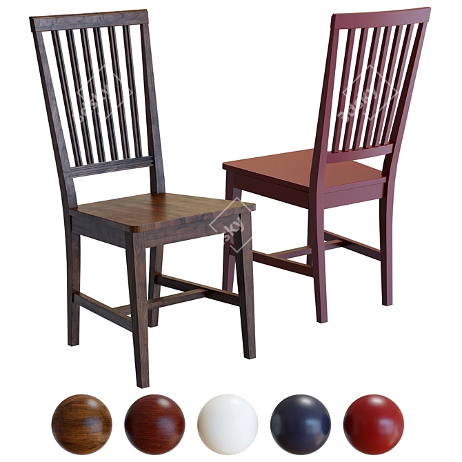 Stylish Village Wood Dining Chair 3D model image 1