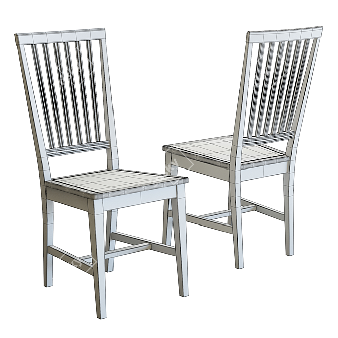 Stylish Village Wood Dining Chair 3D model image 6