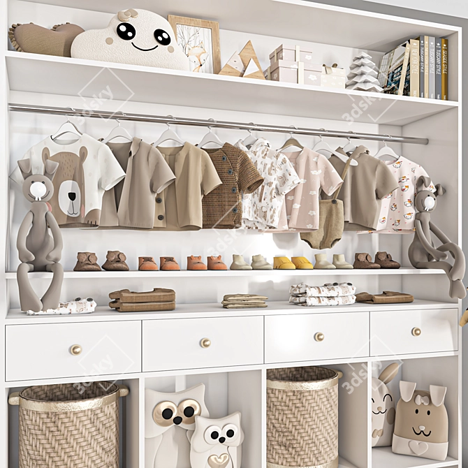 Versatile Wardrobe with Customizable Design 3D model image 10