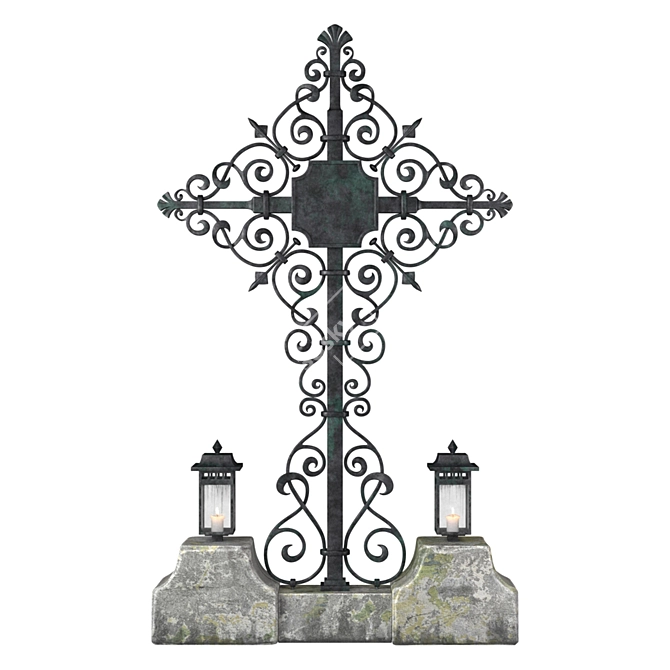 Gothic Cemetery Cross 3D model image 1