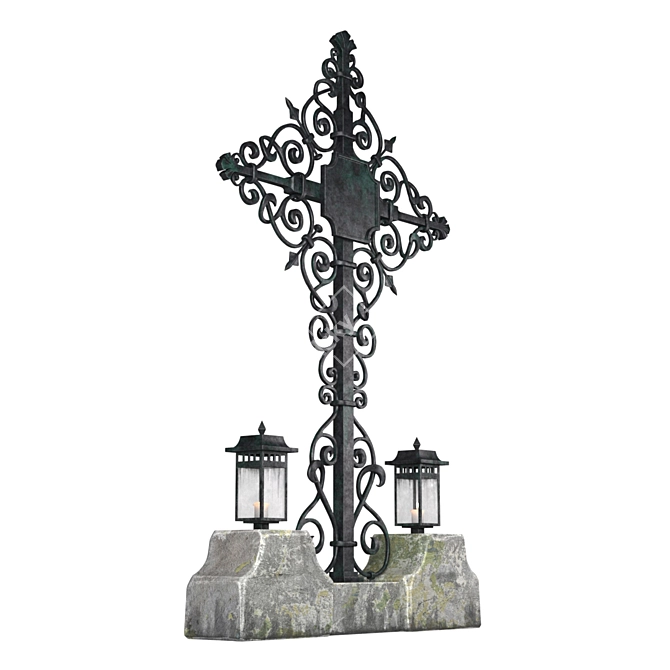 Gothic Cemetery Cross 3D model image 2