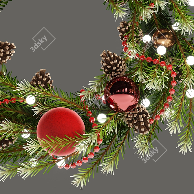 Festive Holiday Wreath with Toys & Pine Cones 3D model image 4