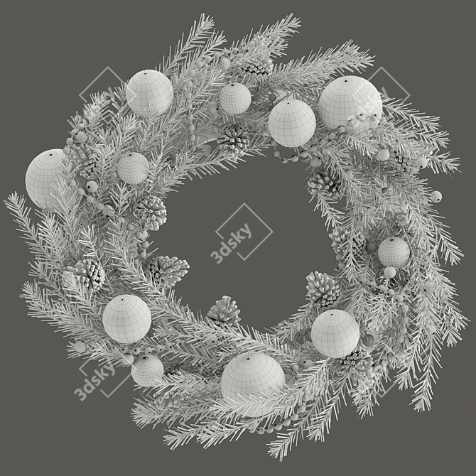 Festive Holiday Wreath with Toys & Pine Cones 3D model image 5