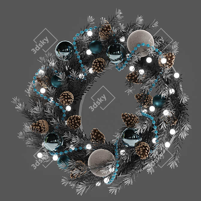 Festive Holiday Wreath with Toys & Pine Cones 3D model image 9