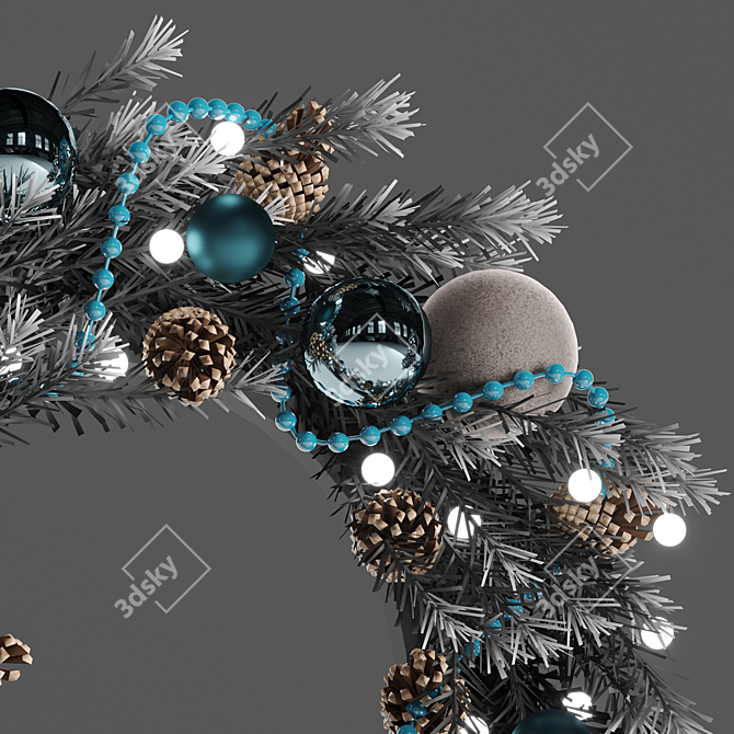 Festive Holiday Wreath with Toys & Pine Cones 3D model image 10