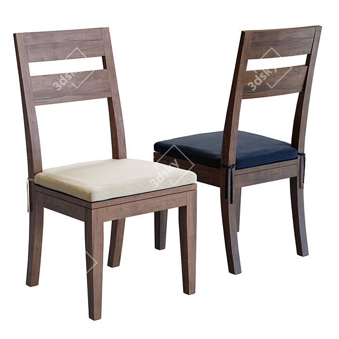 Elegant Basque Dining Chair 3D model image 1