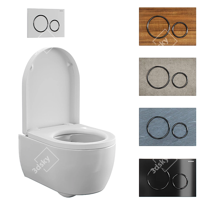 Geberit iCon Wall-Mounted Toilet: Sleek Design & Efficient Flushing 3D model image 2