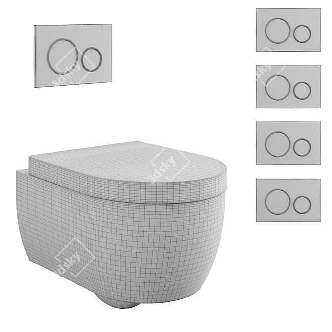 Geberit iCon Wall-Mounted Toilet: Sleek Design & Efficient Flushing 3D model image 6