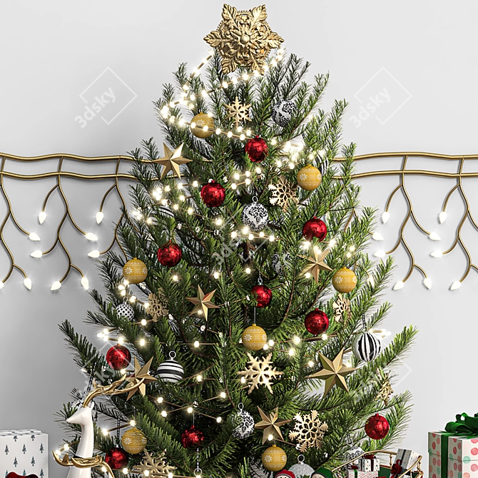 Festive Holiday 3D Christmas Tree 3D model image 4