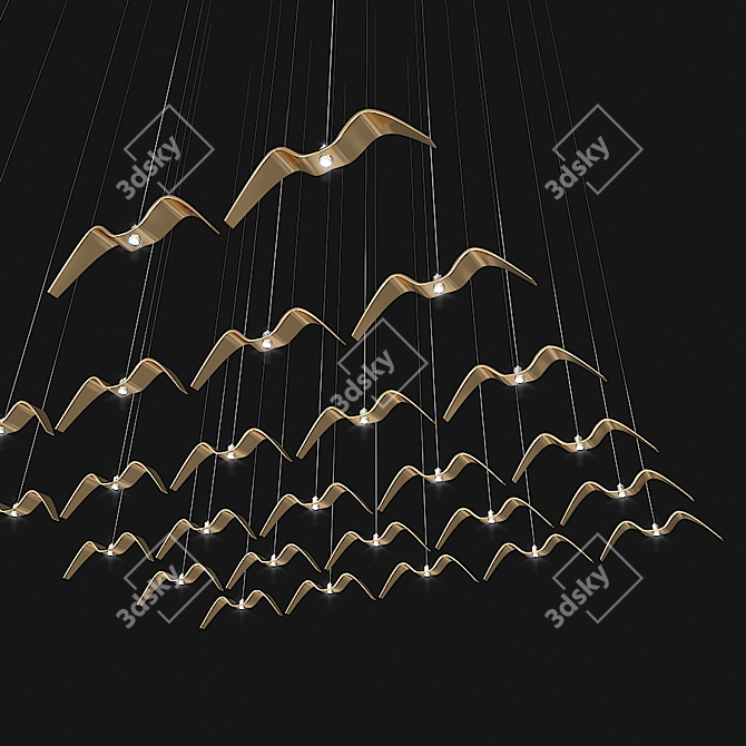 Elegant Bird-themed Pendant Lamp 3D model image 3