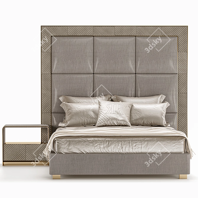 Luxury Upholstered Aura Bed 3D model image 2