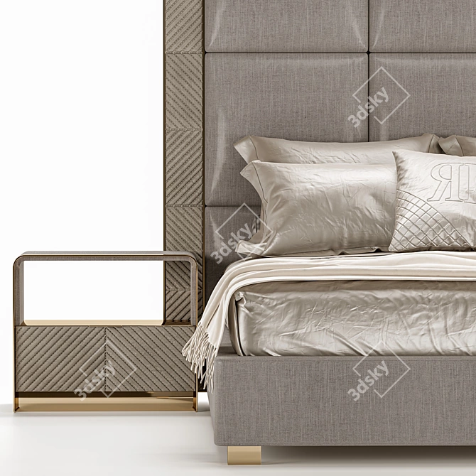 Luxury Upholstered Aura Bed 3D model image 3
