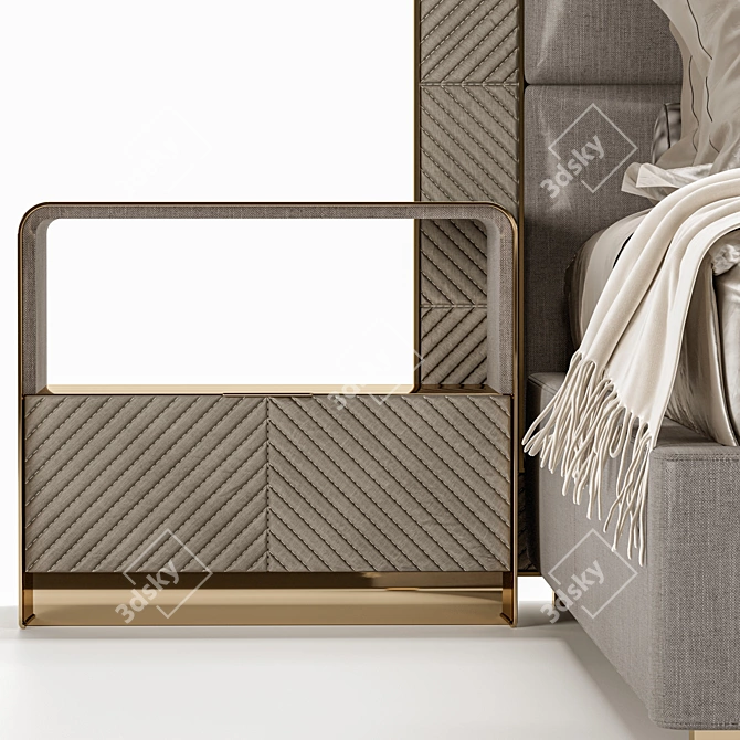Luxury Upholstered Aura Bed 3D model image 4