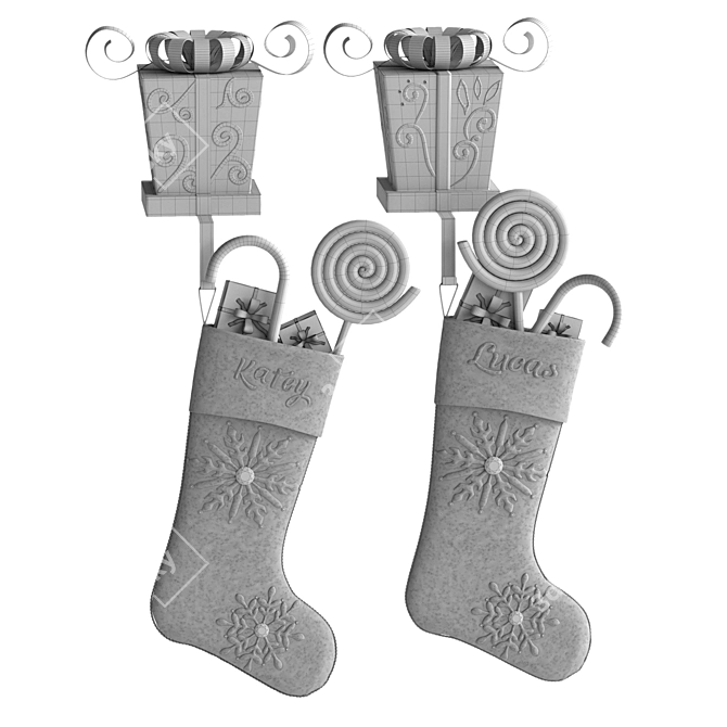 Festive Gift Socks Set 3D model image 2