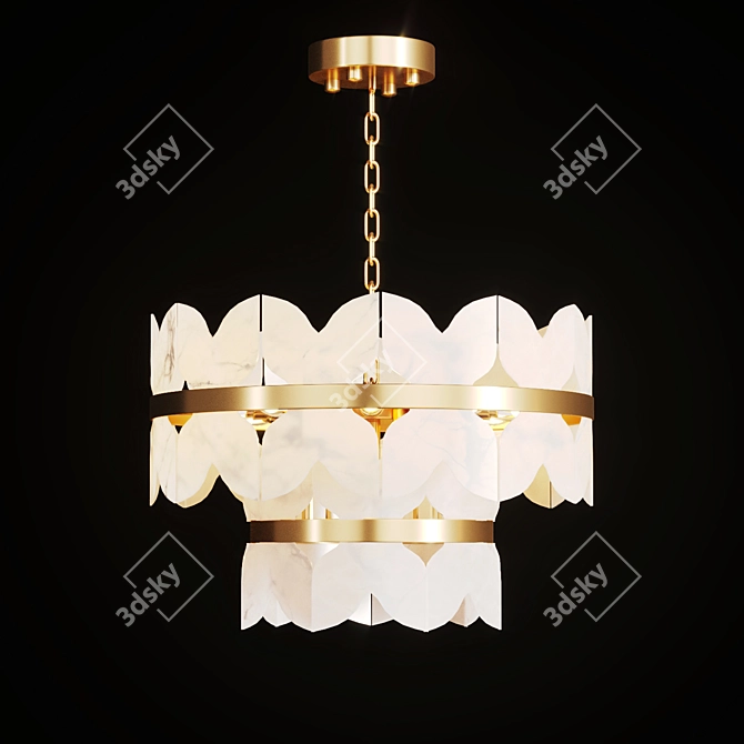 Elegant Chandelier with Marble Plates 3D model image 1