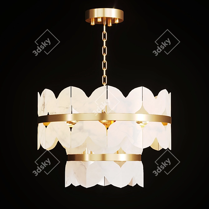 Elegant Chandelier with Marble Plates 3D model image 3