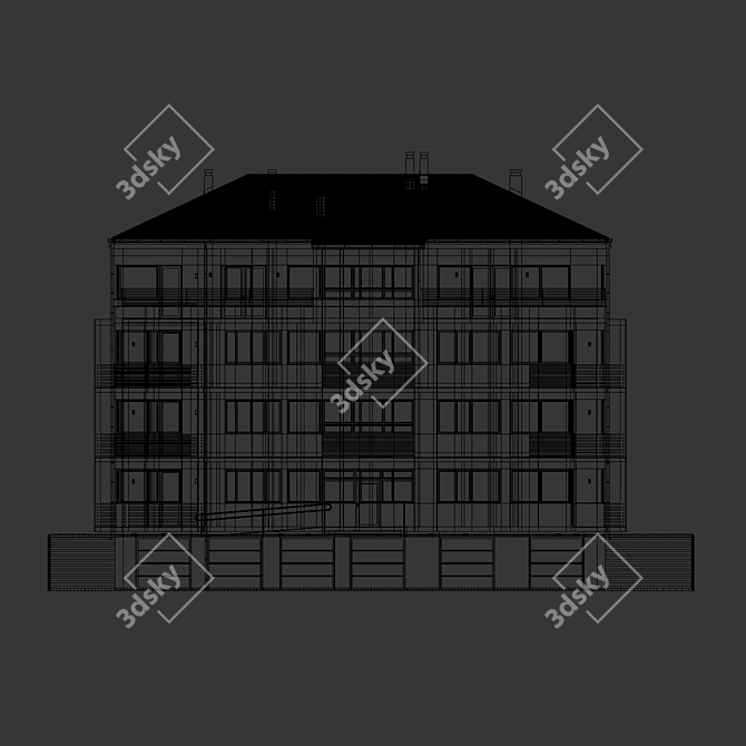 Modern Multi-storey Apartment House 3D model image 8