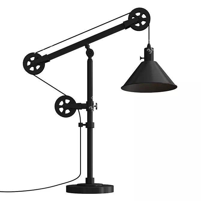 Rustic Pulley Table Lamp 3D model image 2