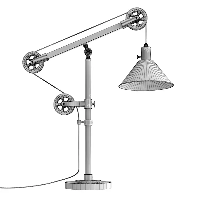 Rustic Pulley Table Lamp 3D model image 3
