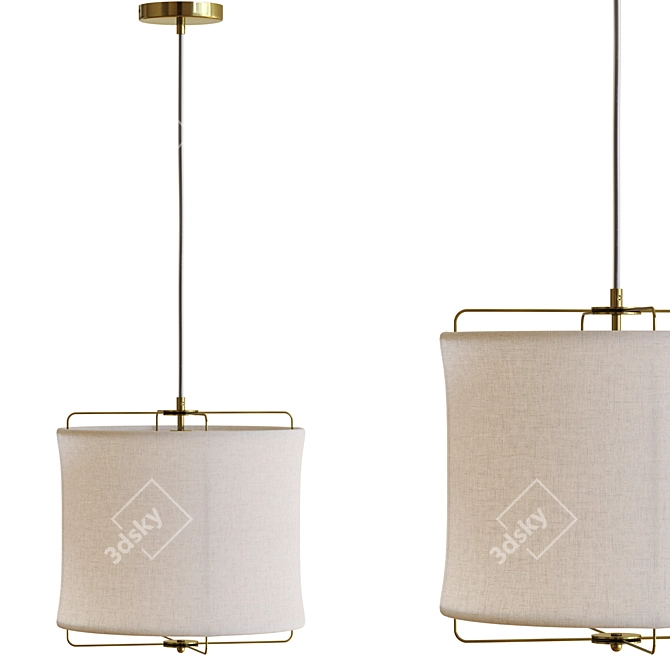 Clouds Linen Pendant Light 3D model image 1