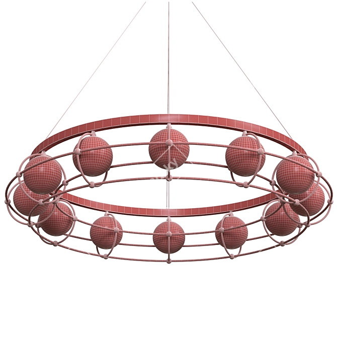 Sleek 12-Light Carcass Pendant 3D model image 4