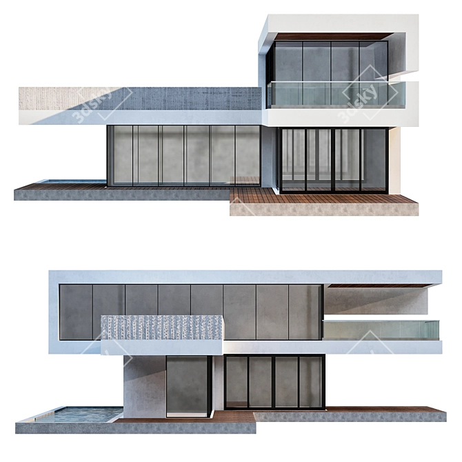 Modern House No4: Detailed Elements & High-Quality Textures 3D model image 3