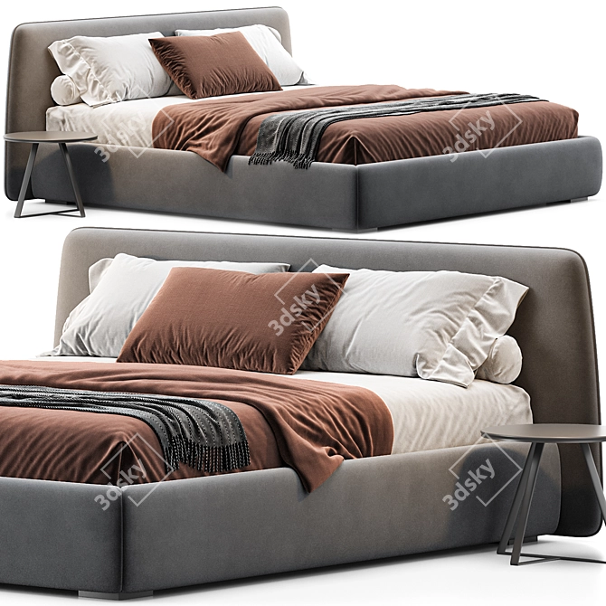 Sleek Boca Slim Bed 3D model image 1